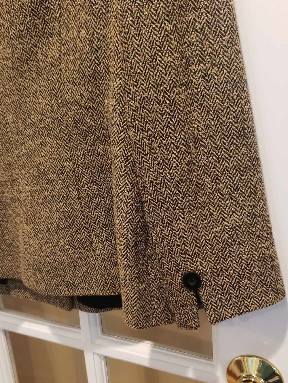 Vtg Talbots Women's Double-Breasted Herringbone Blazer in Tan and Black - 10P - Picture 7 of 13